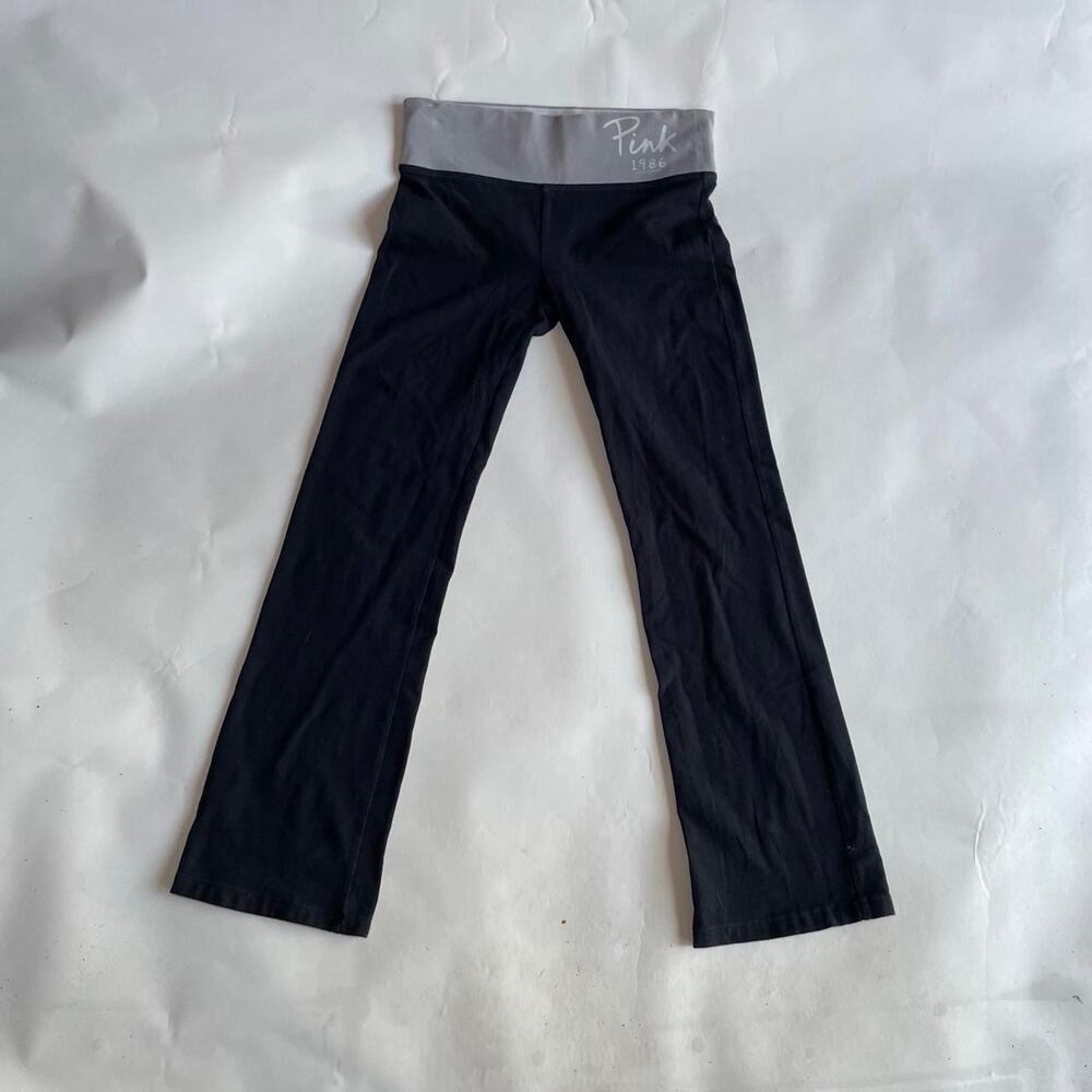 victoria secret pink yoga low rise flare pants black size xs